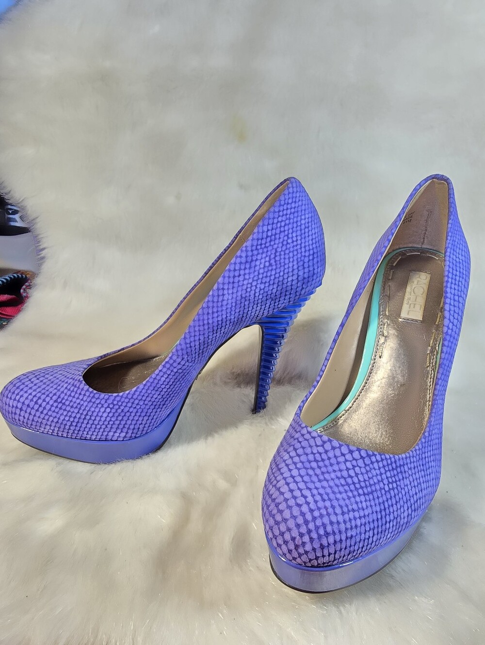 Rachel Roy "Kamaria" Reptile Print Suede Platform Pumps